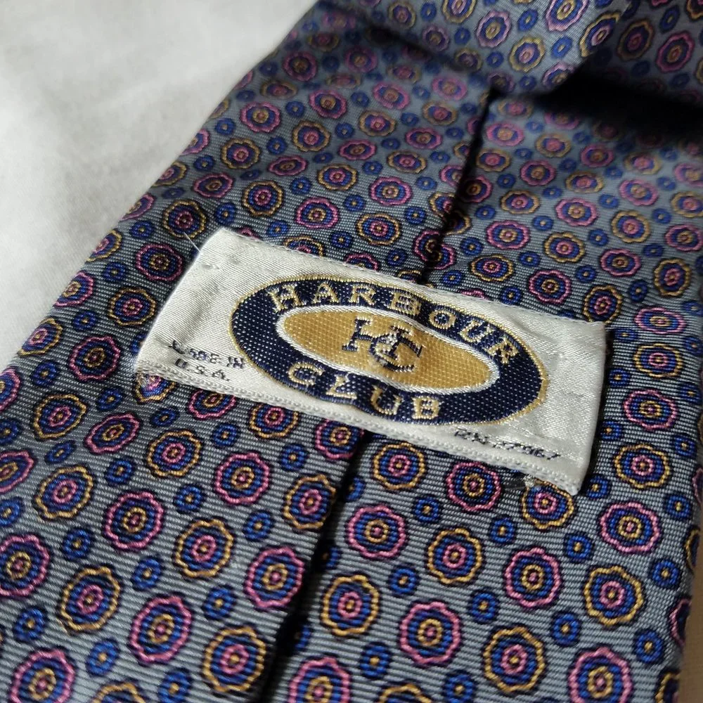 HARBOUR CLUB 100% SILK NECKTIE MENS BLUE
